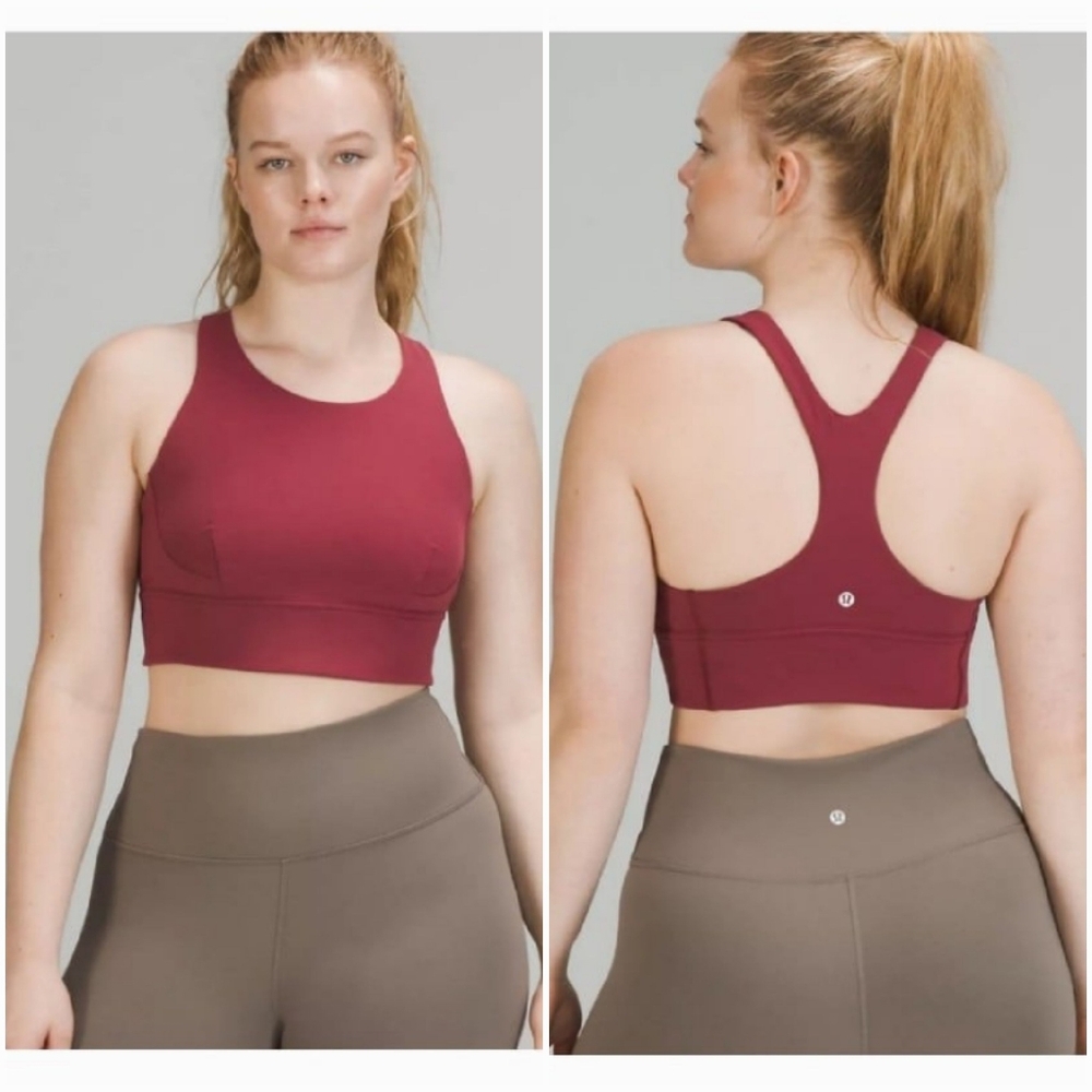 Lululemon Wunder Train Longline Sports Bra Sz 6 Medium Support Burgundy Red